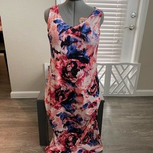 Beautiful Long, Purple Pink Rose Design Elegant dress.